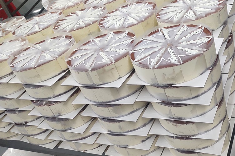 Mousse Cake Cutting and Paper Inserting Machine Mousse Cake Cutting and Paper Inserting Machine